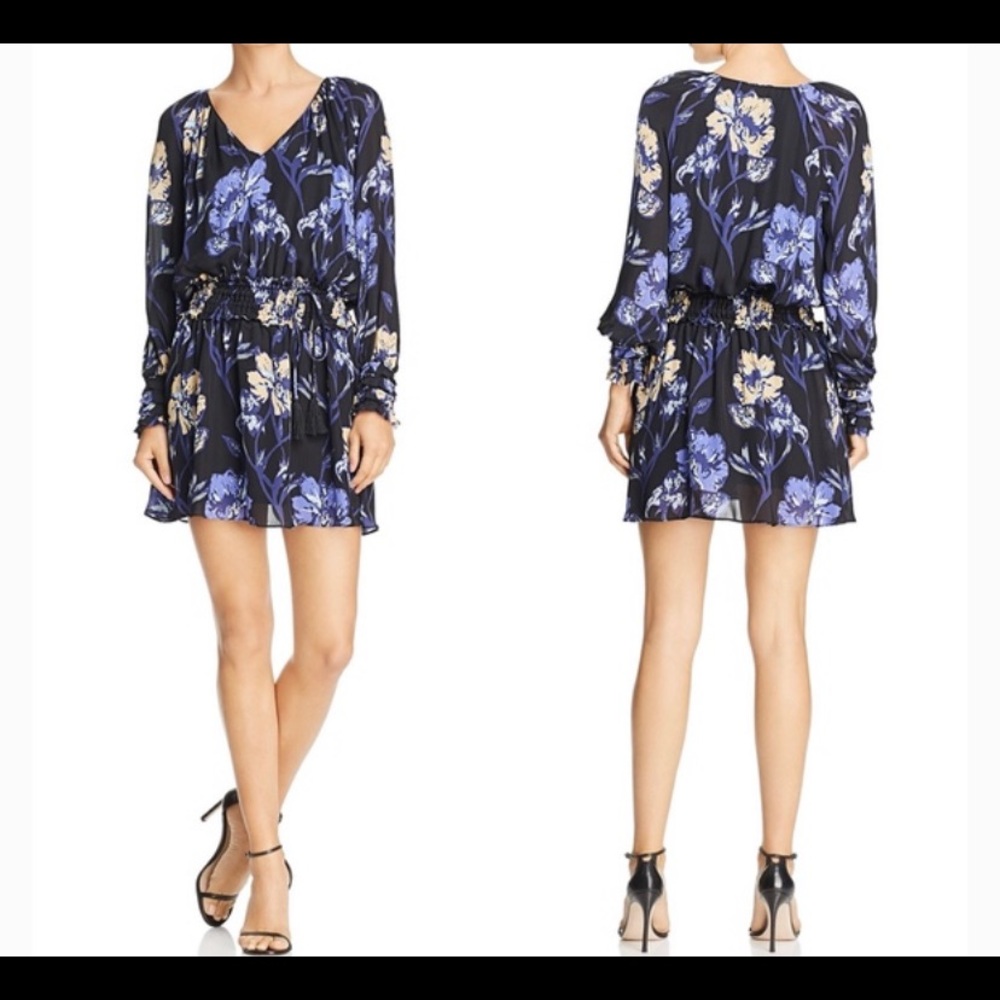 Ramy Brook Milene Floral Silk Blouson Mini Dress